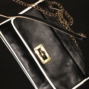 Black leather cross-body